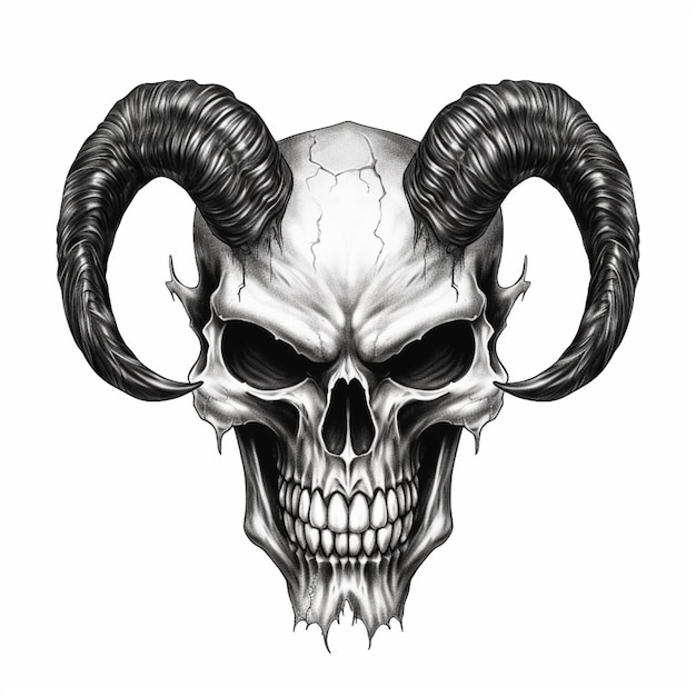 Photo a close up of a skull with horns and a skull face generative ai