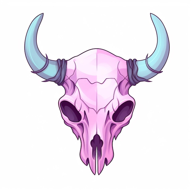 Photo a close up of a skull with horns on a white background generative ai