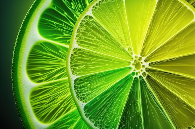 A close up of a slice of lime generative AI