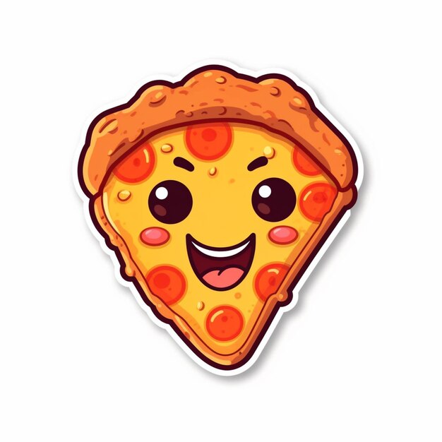 a close up of a slice of pizza with a happy face generative ai