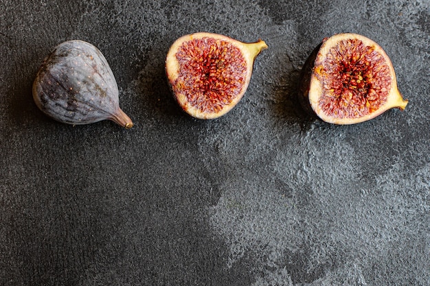 Close up on slice of ripe fig fruit serving size