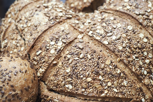 Close up of slice of whole grain bread