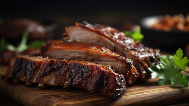 A close up of sliced meat on a cutting board