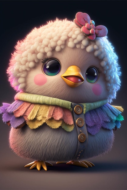 Close up of a small bird wearing a scarf generative ai