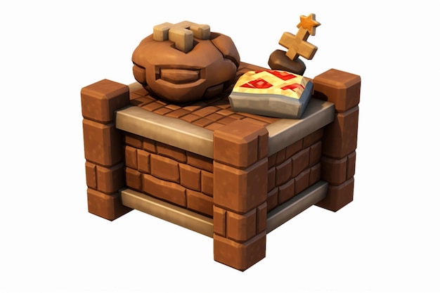 Photo a close up of a small brick table with a pizza on it generative ai