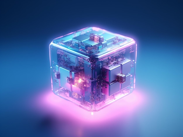Photo a close up of a small electronic device in a cube generative ai