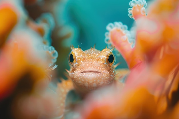 サンゴの中の小さな魚のクローズアップ