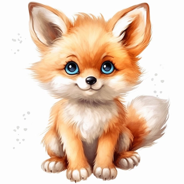 A close up of a small orange fox with blue eyes generative ai