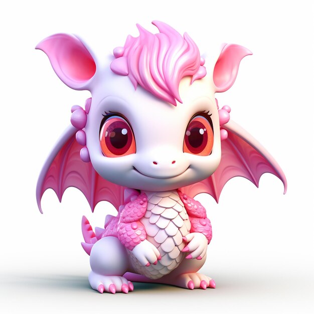 a close up of a small pink dragon with a pink tail generative ai