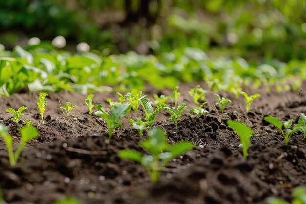 A close up of small plants growing in dirt