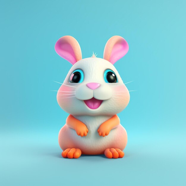 Близкое изображение маленького белого кролика с розовым носом.