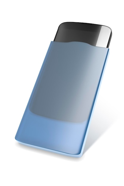 Close-up of smart phone in blue protection case