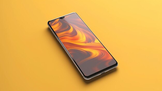 Photo a close up of a smartphone with a yellow background generative ai