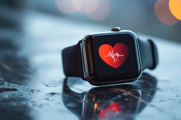 Foto close-up smartwatch met icoon hartslag gezondheidsmonitoring met smartwatch