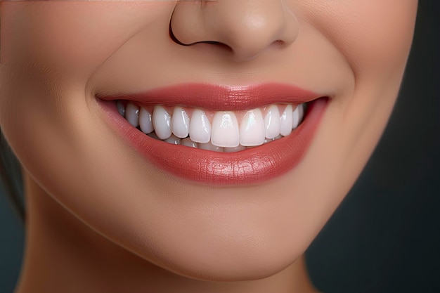 素敵な白い歯を持つ笑顔のクローズ アップ