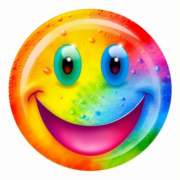 A close up of a smiley face with a rainbow colored background generative ai