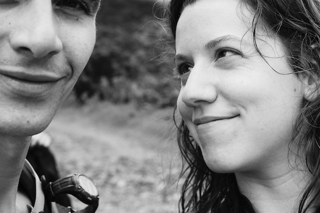 close-up of smiling couple