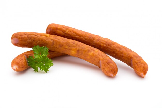 Close-up of smoked sausages