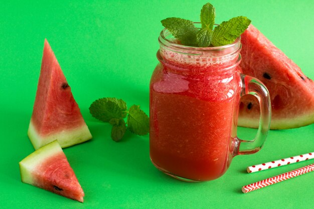 Close up on smoothie made with watermelon