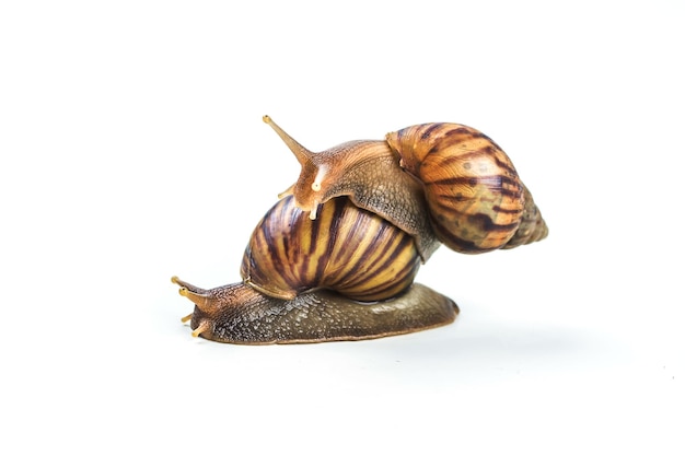 Close-up of snail against white background