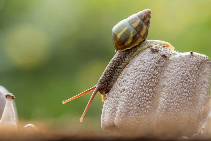 Photo 植物上のカタツムリのクローズアップ