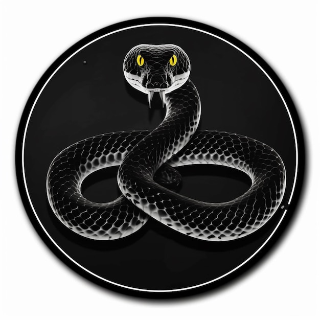 a close up of a snake on a black background with a white circle generative ai