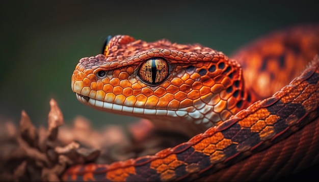 A close up of a snake's face