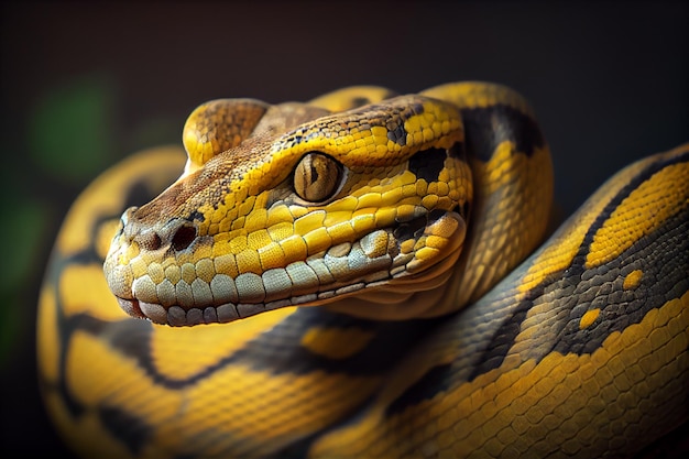A close up of a snake's head