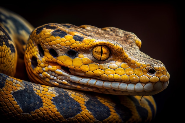 A close up of a snake's head