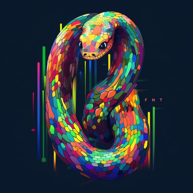 a close up of a snake with a colorful pattern on its body generative ai