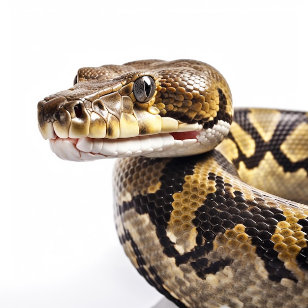 Photo a close up of a snake with a white background