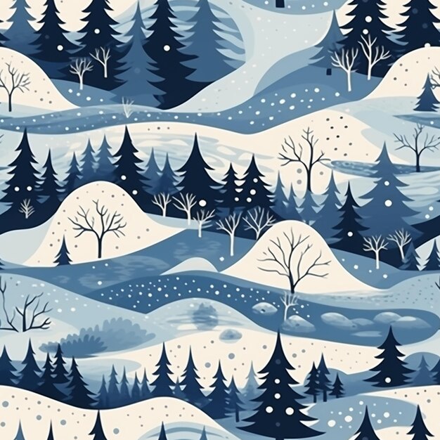 a close up of a snow covered forest with trees generative ai