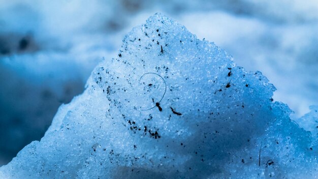 Foto prossimo piano del cumulo di neve