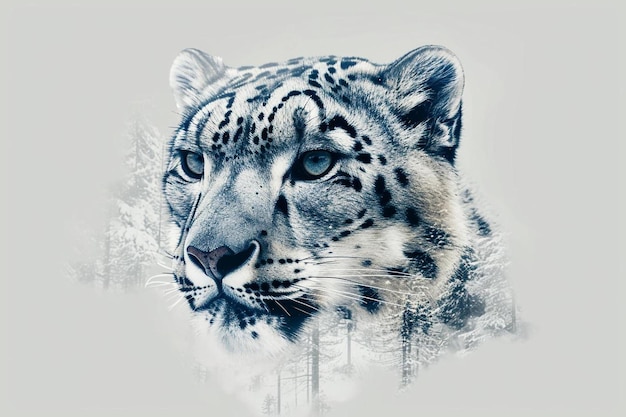 Близкий взгляд на лицо снежного леопарда