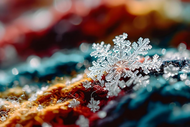 Photo a close up of a snowflake on a blanket