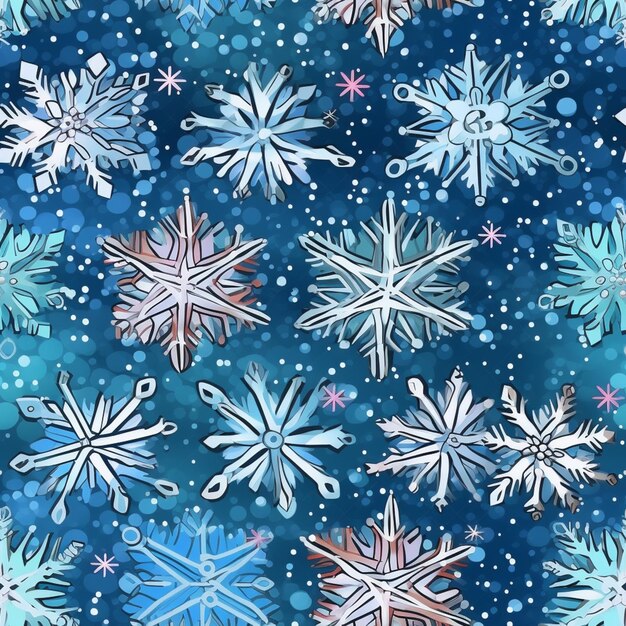 a close up of a snowflake pattern on a blue background generative ai