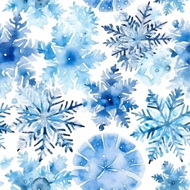 A close up of a snowflake pattern with blue and white colors generative ai