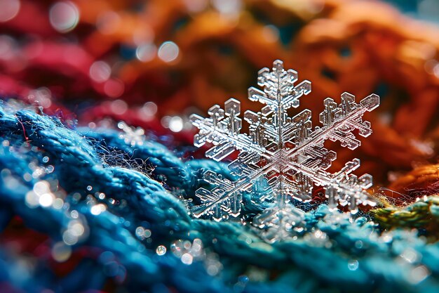 a close up of a snowflake on a scarf