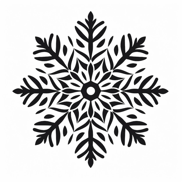 Photo a close up of a snowflake with leaves on a white background generative ai