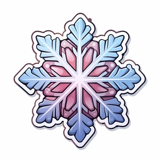 A close up of a snowflake with a pink center generative ai