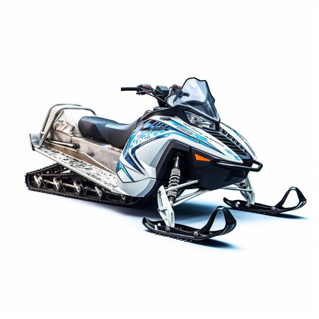 a close up of a snowmobile with a snow board on the back generative ai