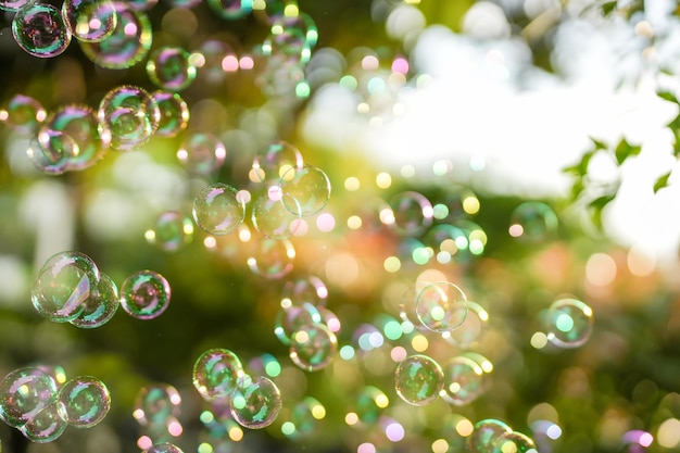 Photo a close up of soap bubbles in the air