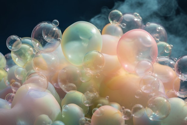 A close up of soap bubbles in a bowl