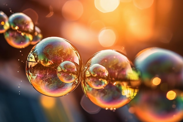 A close up of soap bubbles with the word bubble on the bottom