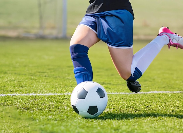 Close up of a soccer ball in the center of the stadium