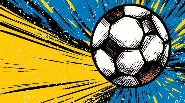 A close up of a soccer ball with a yellow background generative ai