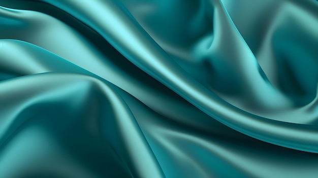 Photo close up of a soft satin texture in teal colors elegant background