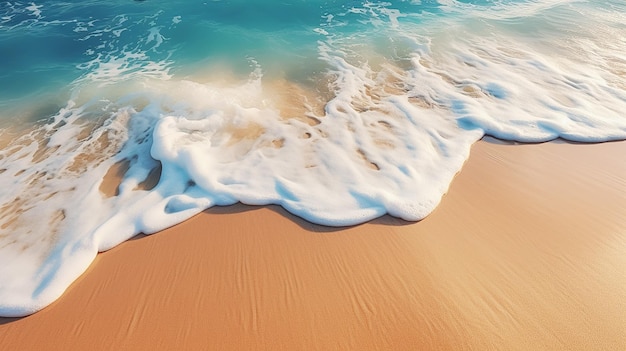 砂浜の海の柔らかい波を接写します
