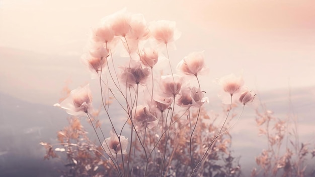 a close up of some flowers