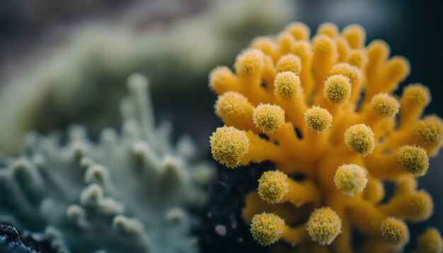 A close up of some yellow corals